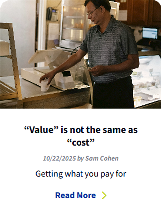 “Value” is not the same as “cost”