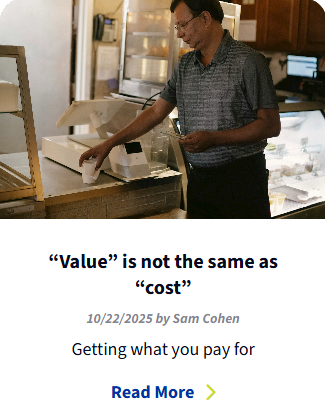 “Value” is not the same as “cost”